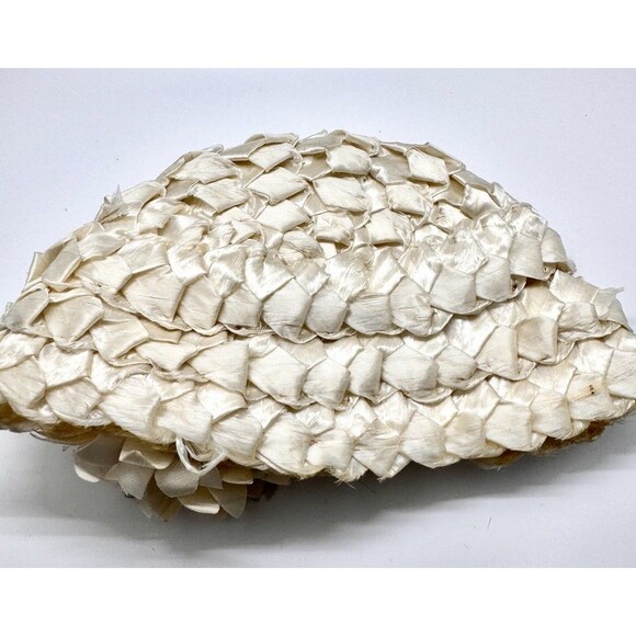 Vintage Ivory Satin Cocktail Hat‎ Luci Puci Floral Church Derby 1950s main image 4